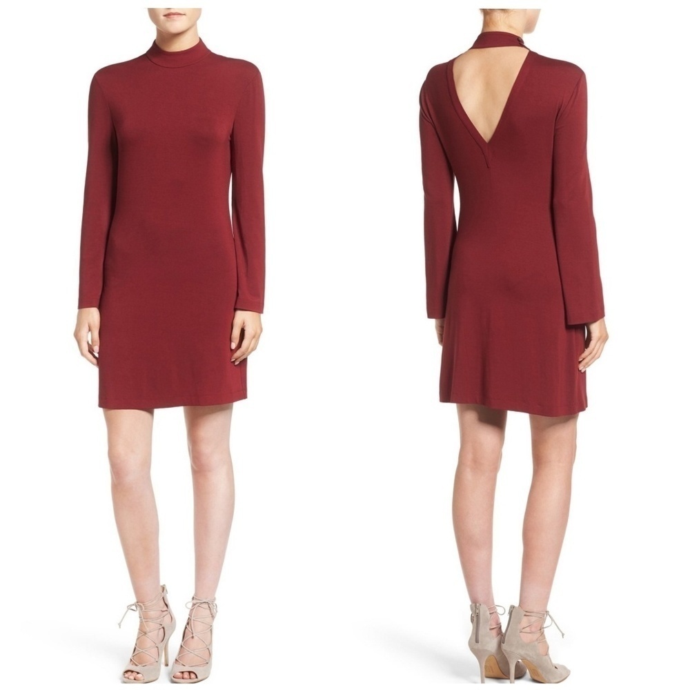 Rebecca Minkoff | Choker V back maroon dress